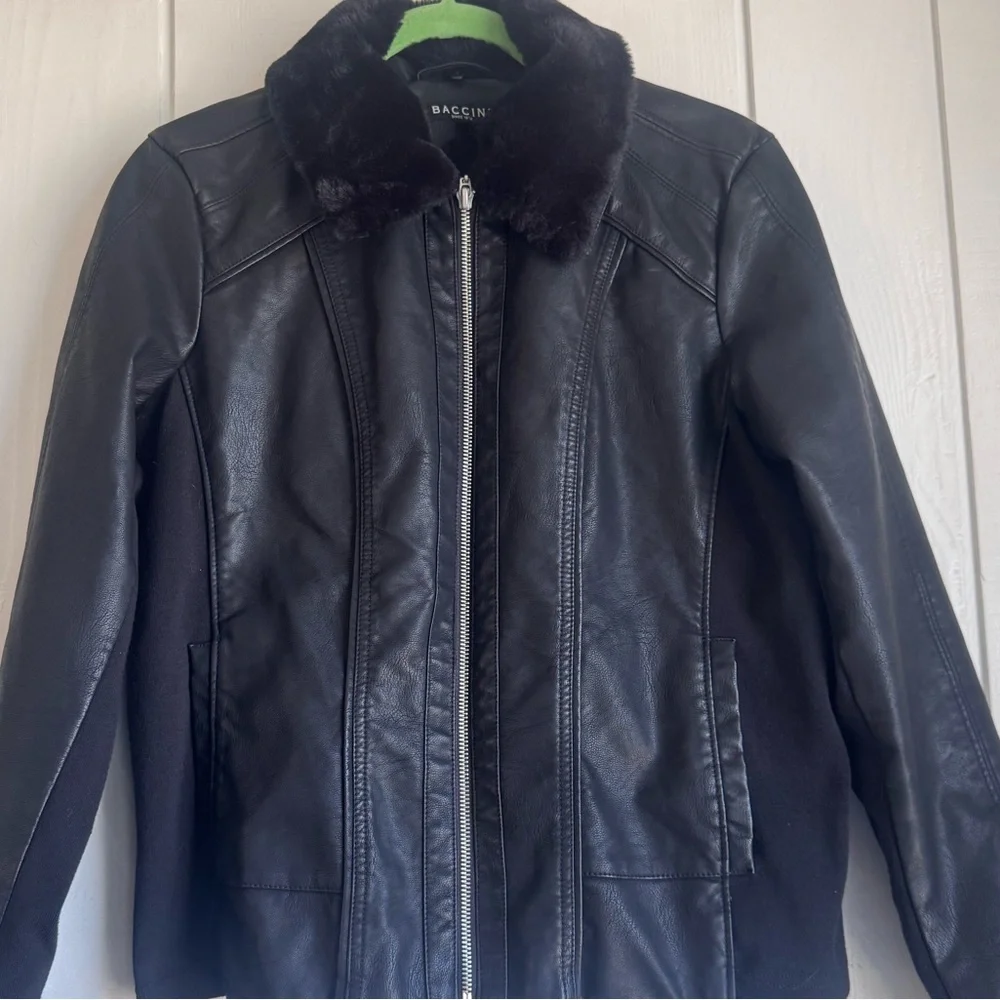 Baccini Black Faux Leather Jacket